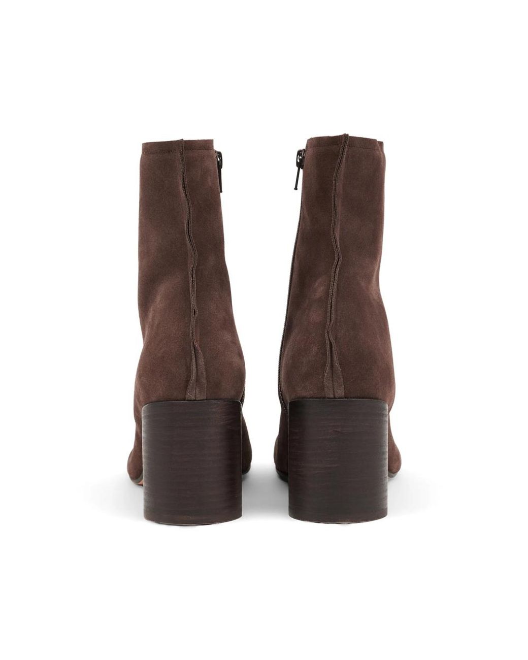 MM6 by Maison Margiela Brown Suede Anatomic Stitch Toe Ankle Boots