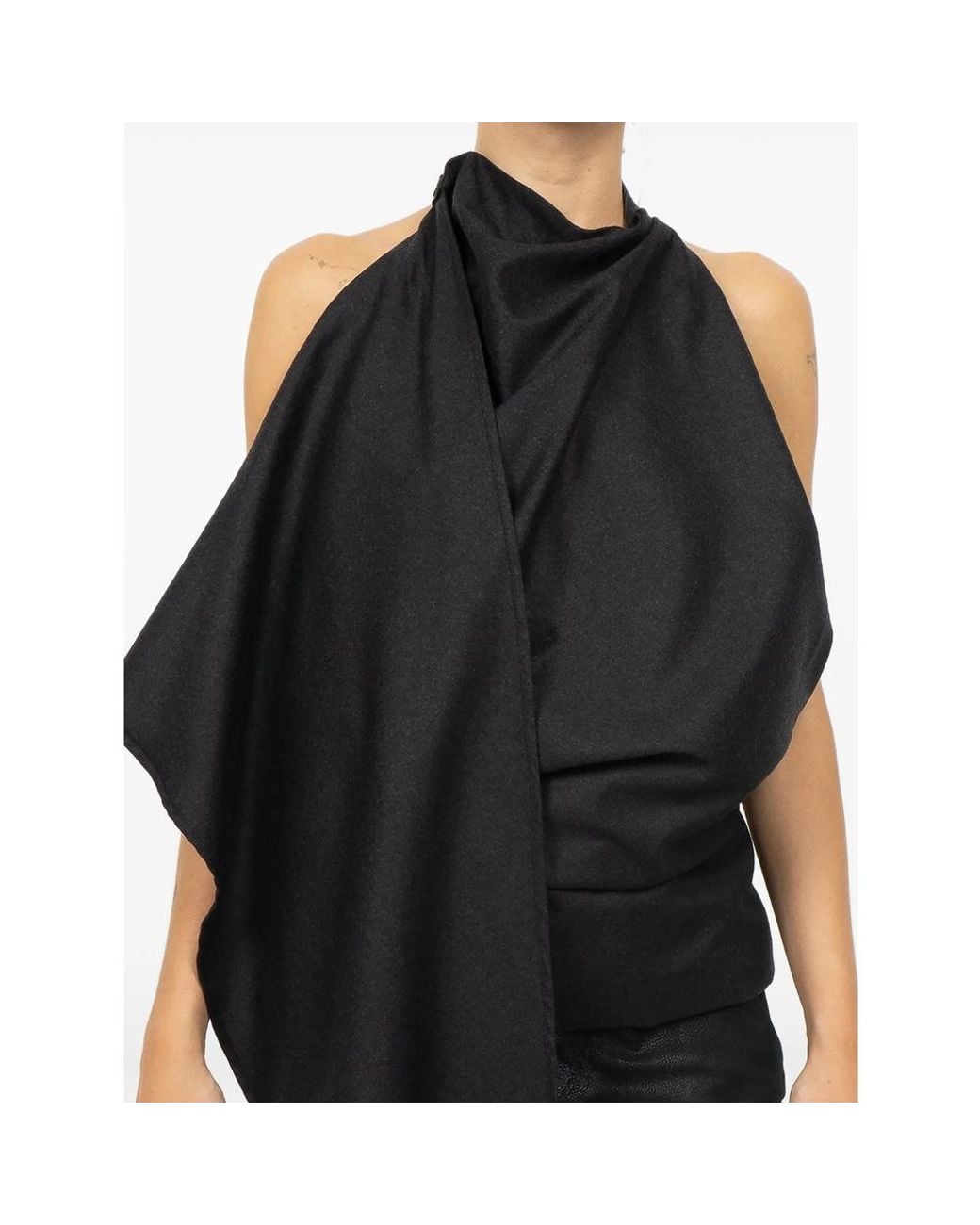 Rohe Black Draped Open-Back Top