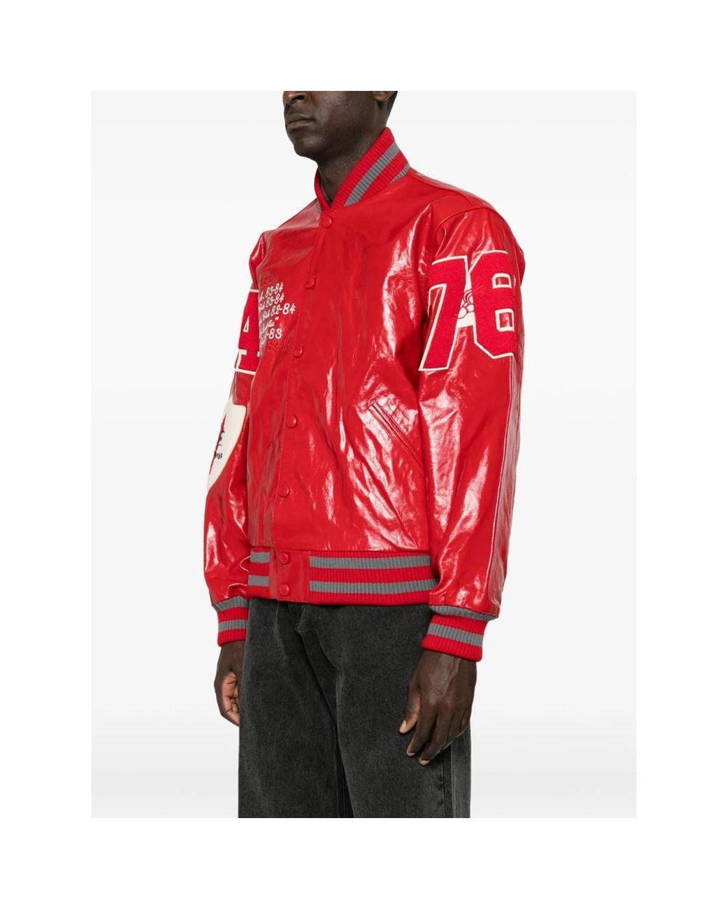 ERL Red Patch-Detail Varsity Jacket for men