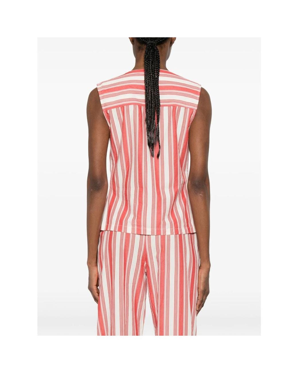 Stine Goya Pink Striped Tie-Front Top