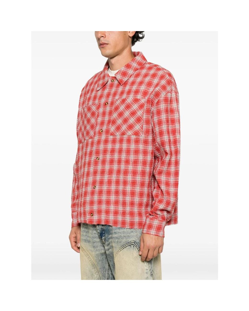 DIET STARTS MONDAY Check-Print Logo-Embroidered Shirt for men