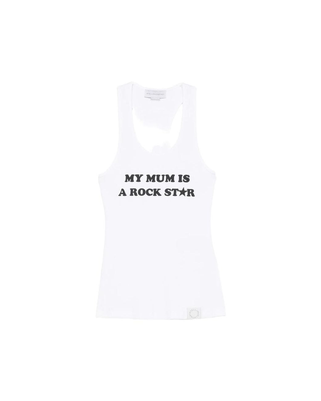 Stella McCartney White Slogan-Print Racerback Tank Top