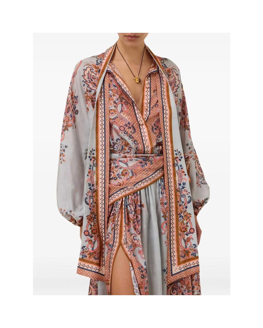 Zimmermann Pink Aster Tie-Neck Blouse