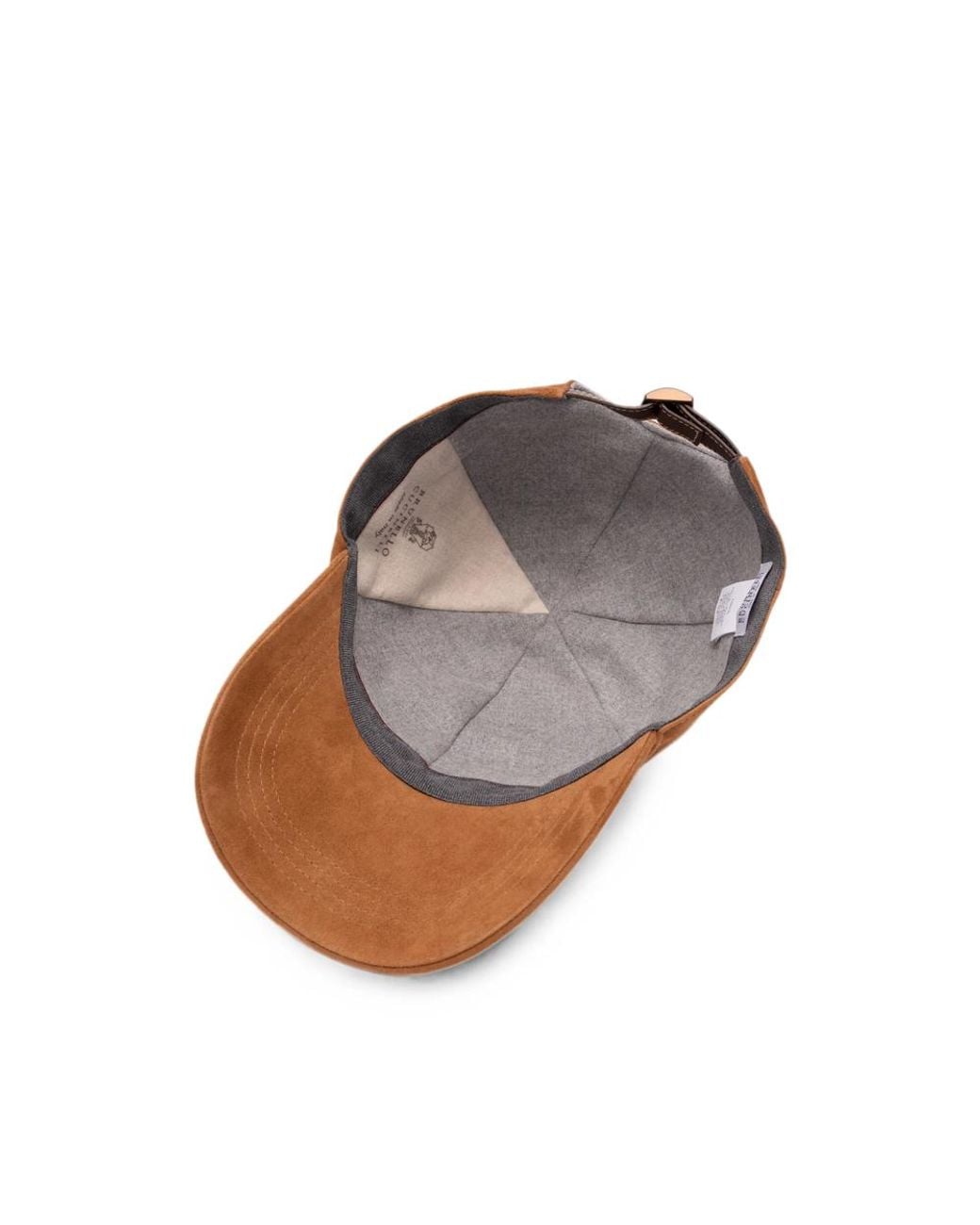 Brunello Cucinelli Brown Suede Baseball Cap With Embroidered Logo for men