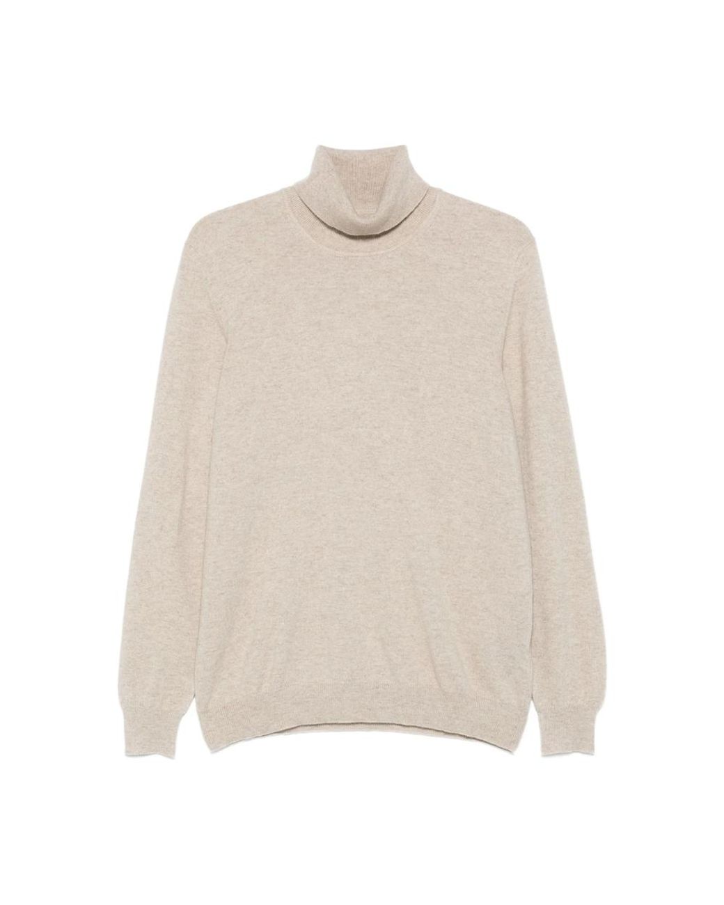 Fedeli White Cashmere Roll-Neck Top for men