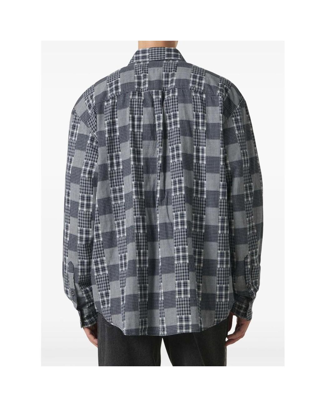 ERL Gray Plaid Patchwork Shirt for men