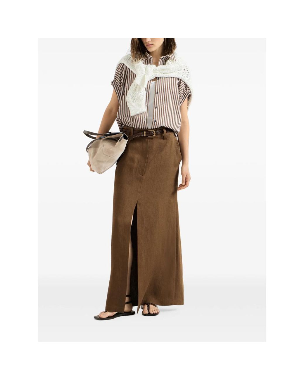 Brunello Cucinelli Multicolor Striped Monili-Embellished Shirt