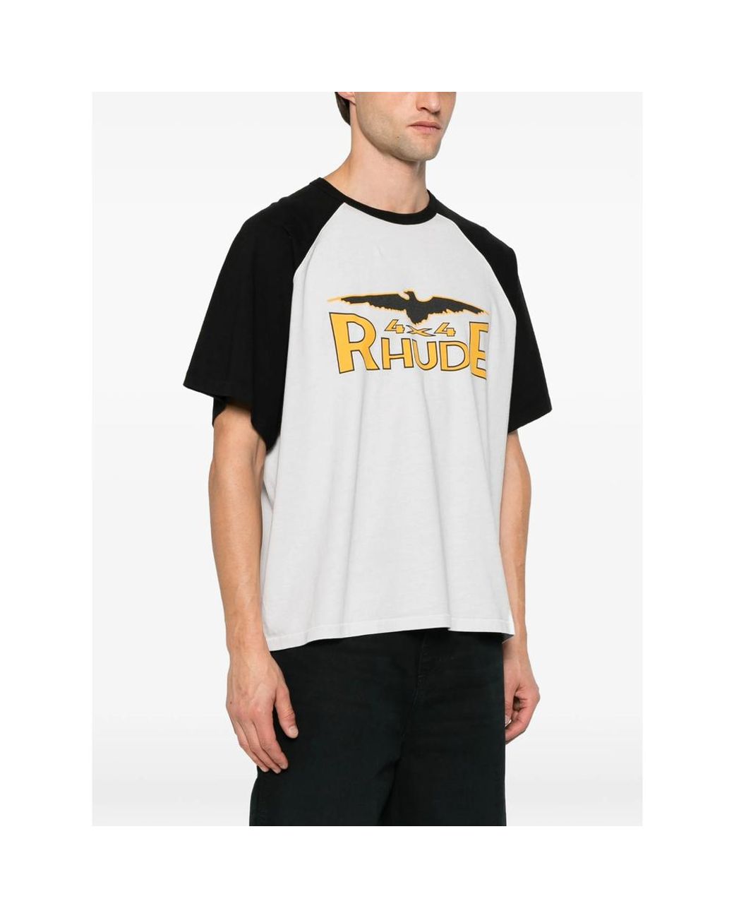 R H U D E © Black 4X4 Spirit Logo-Print Raglan-Sleeve T-Shirt for men