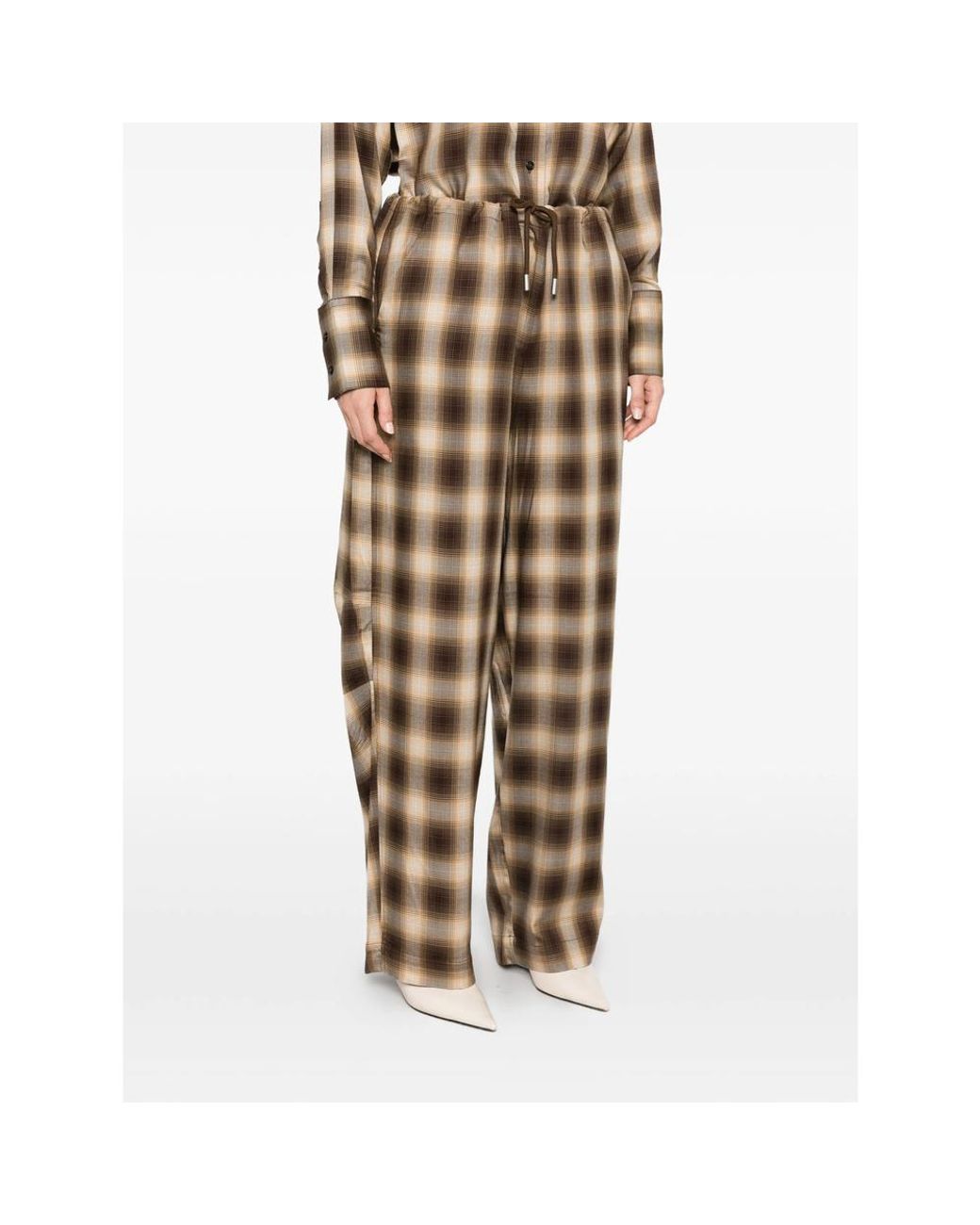Co. Metallic Plaid-Check Drawstring-Waist Trousers