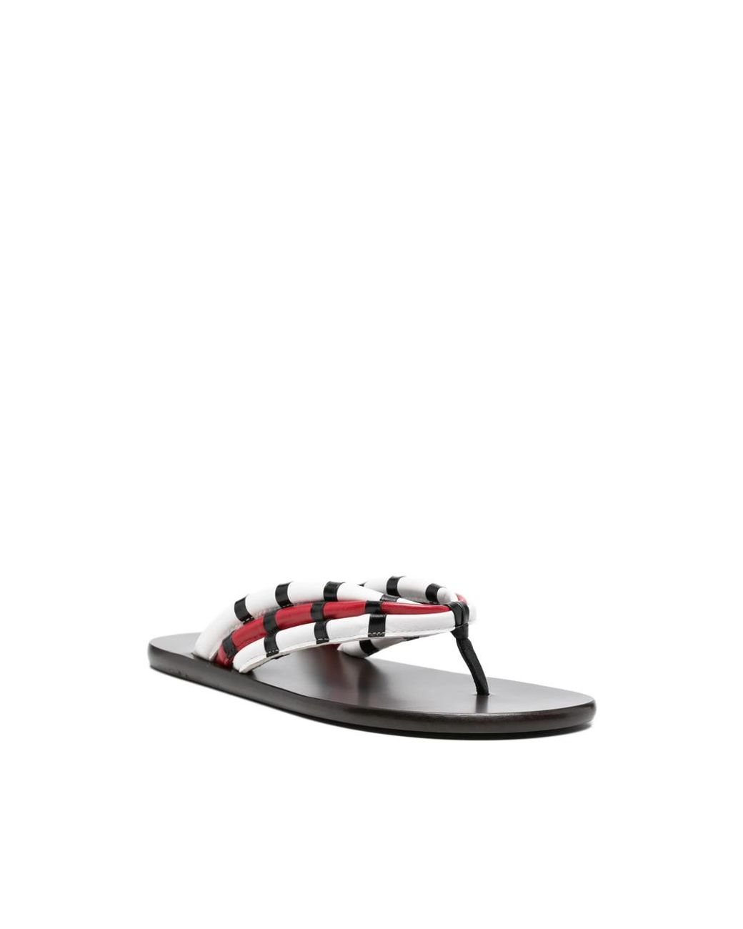 Jude White Striped-Strap Sandals