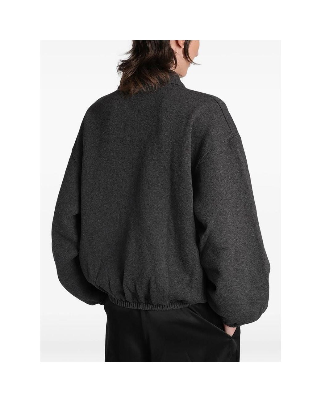 DARKPARK Black Alva Quarter-Zip Elasticated-Hem Cropped Sweatshirt