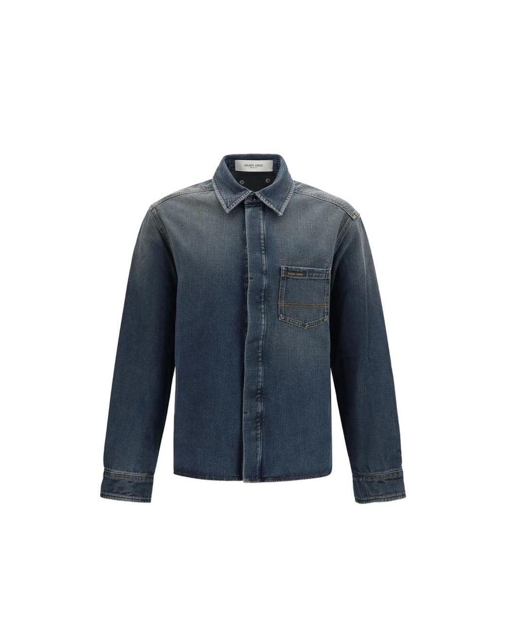 Golden Goose Deluxe Brand Blue Patch-Pocket Denim Shirt for men