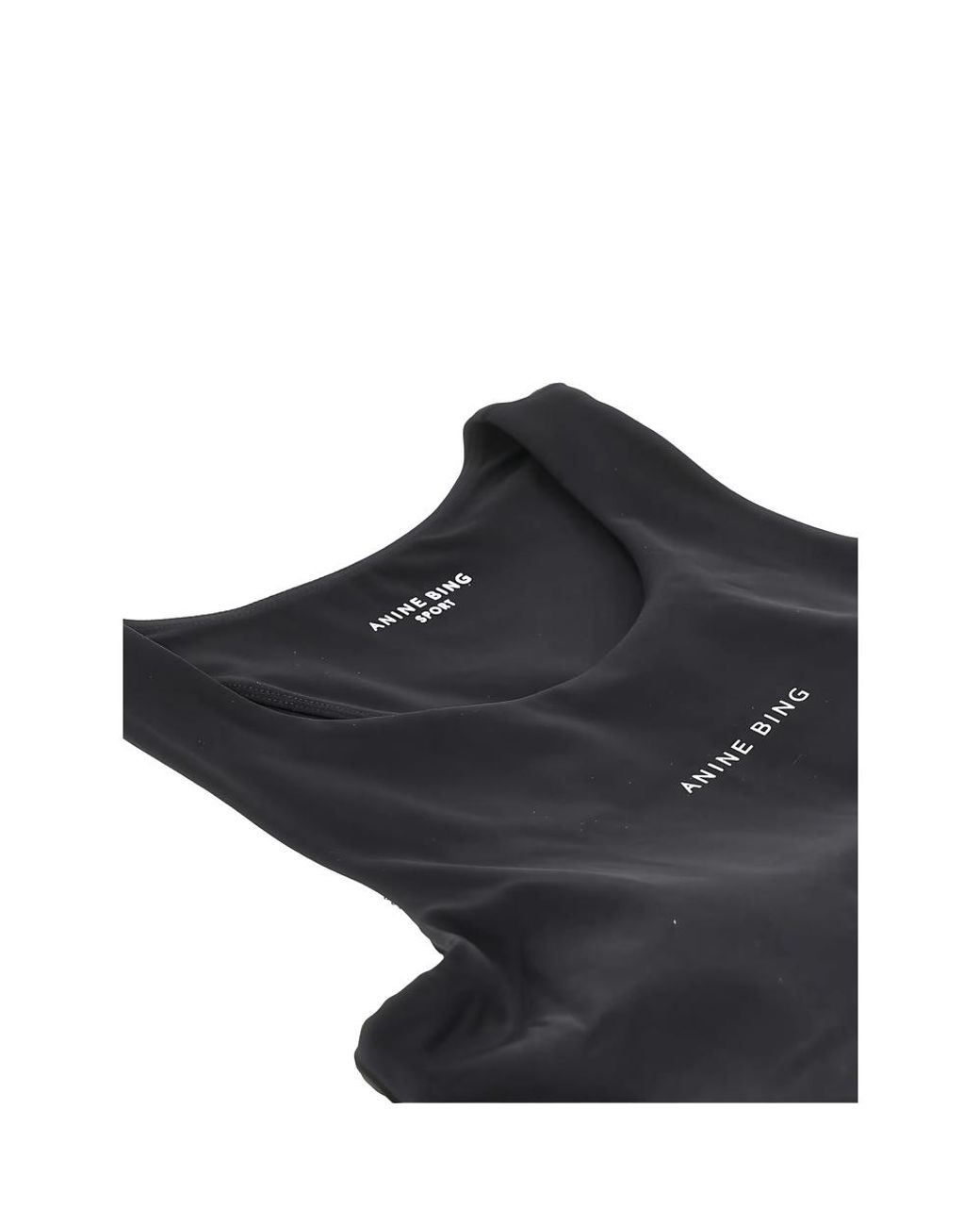 Anine Bing Black Logo-Print Cropped Top
