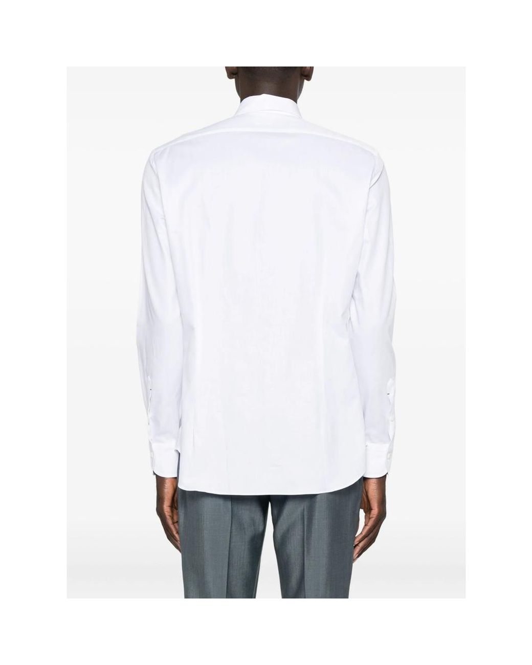 CAMICERIA MAZZARELLI White Long-Sleeve Cotton Shirt for men