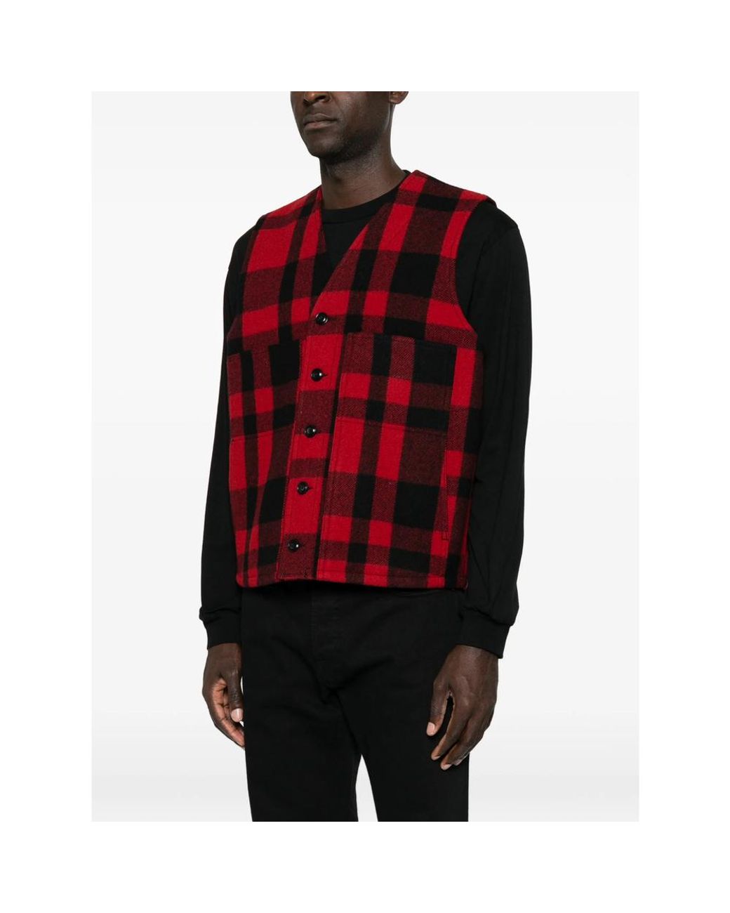 Filson Red Check-Pattern Gilet
