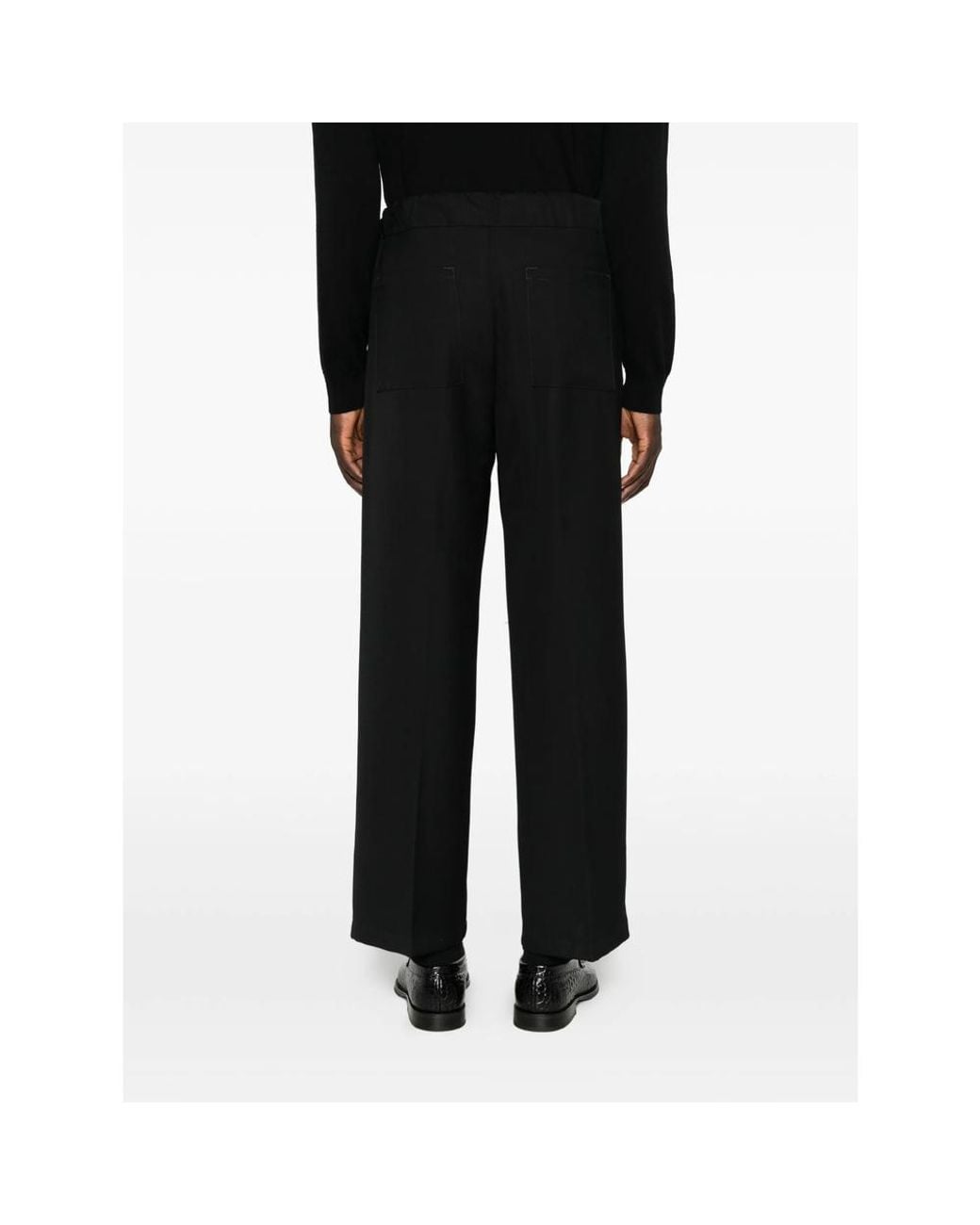 Costumein Black John Belted Straight-Leg Trousers for men