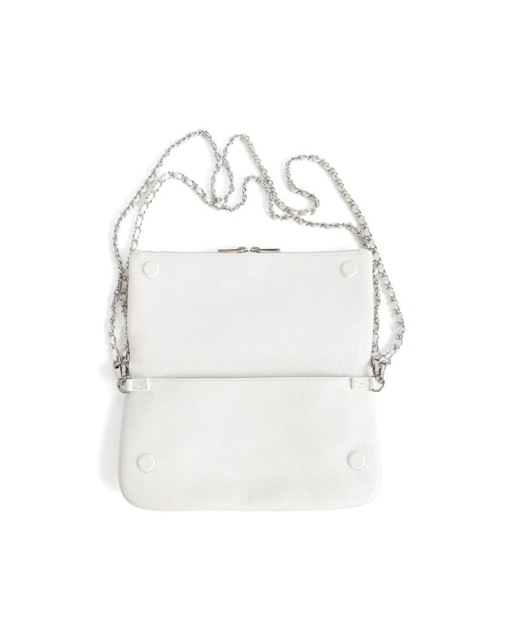 Zadig & Voltaire White Rock Grained Leather Clutch Bag
