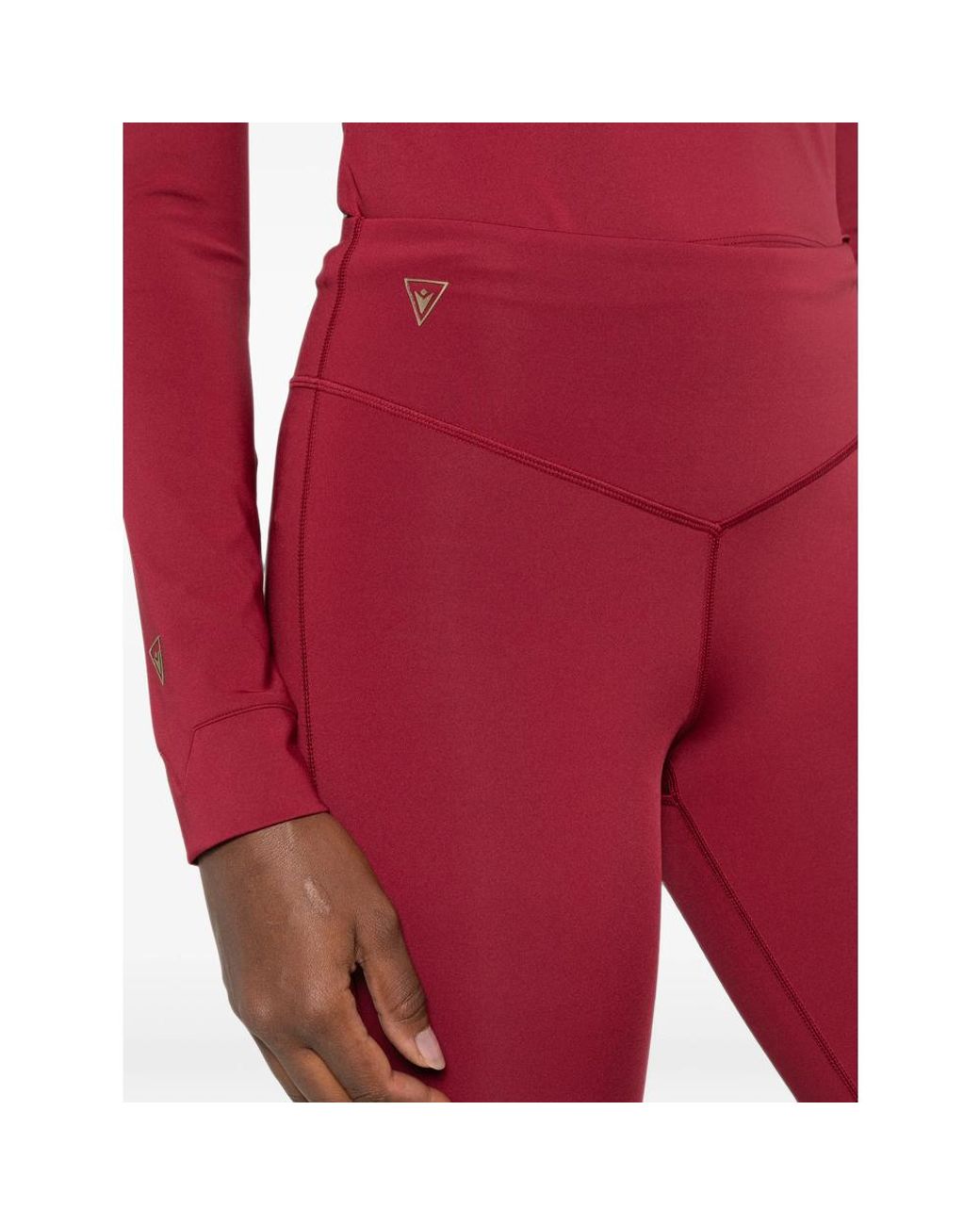 MACRON Red High-Waisted Performance Leggings