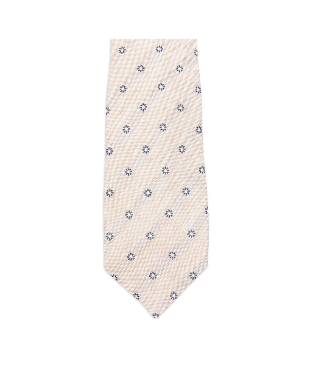 Barba Napoli White Floral-Pattern Tie for men