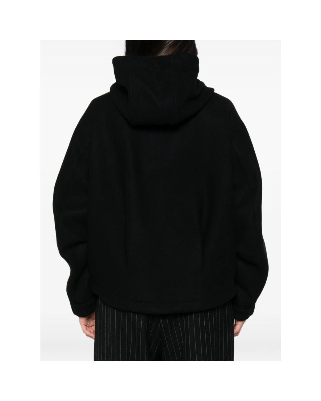 Tela Black Hooded Zip-Up Jacket