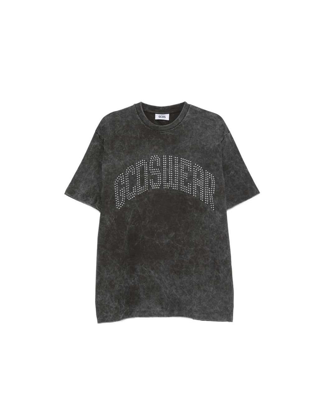 Gcds Black Logo-Studded Washed T-Shirt for men