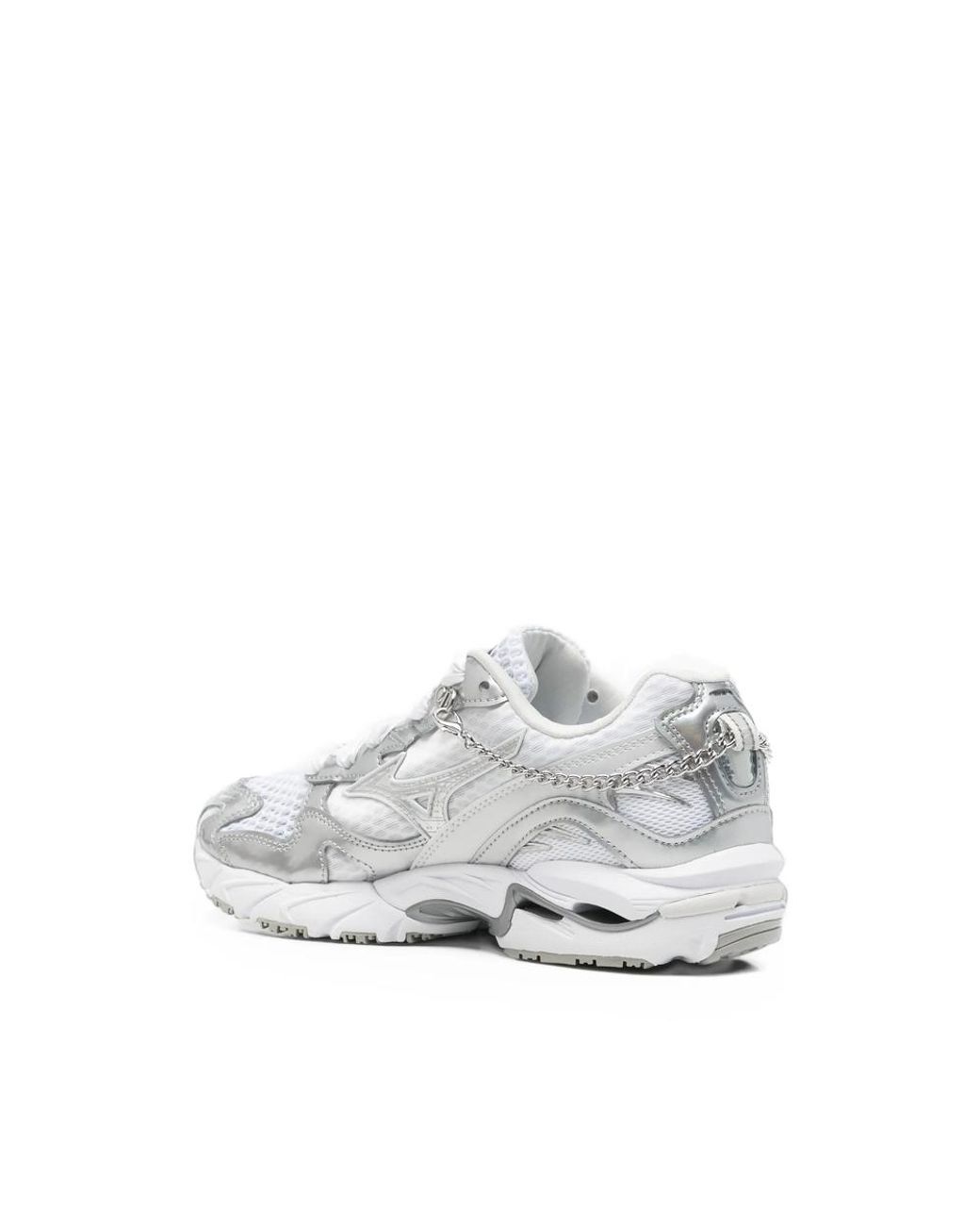 Mizuno White Wave Rider Chain-Link Metallic-Effect Sneakers for men