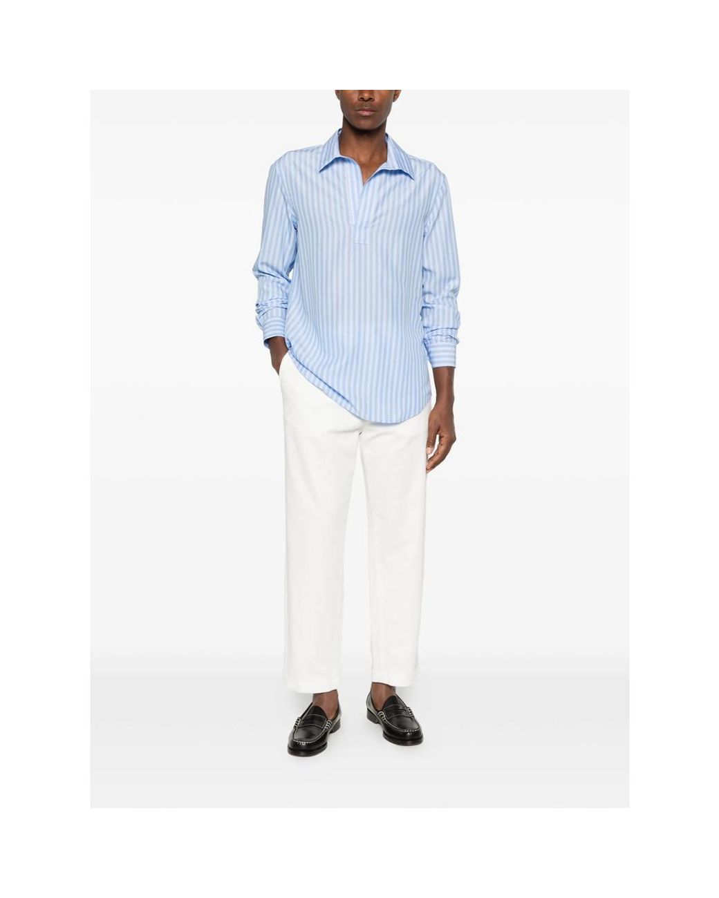 Altea Blue Striped Notch Shirt for men