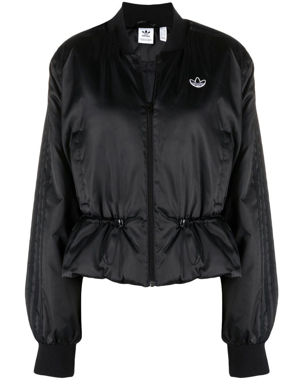 adidas Cotton Drawstring Bomber Jacket in Black Lyst