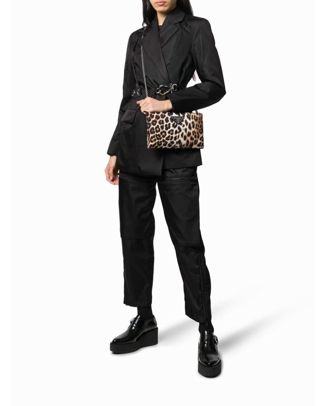 Prada Leopard Print Crossbody Bag in Black Lyst UK