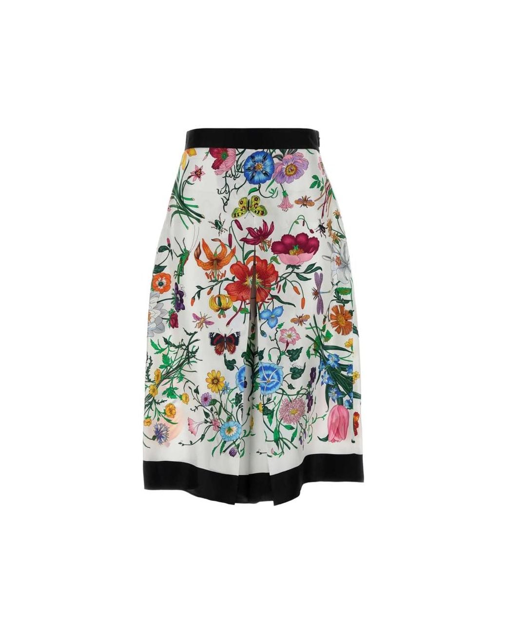 Gucci Blue Flora-Print Silk Trousers