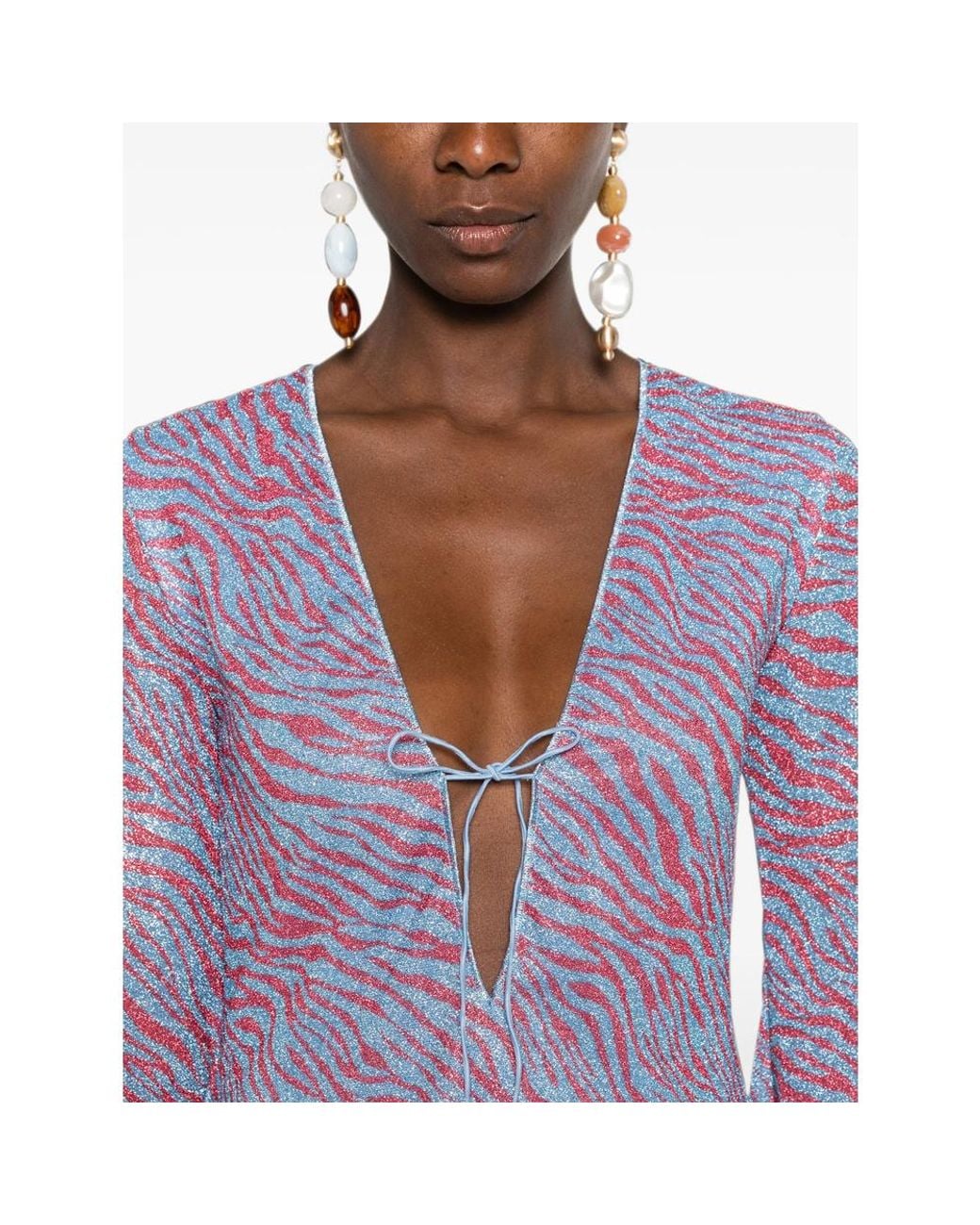 Oseree Purple Dress V-Neck