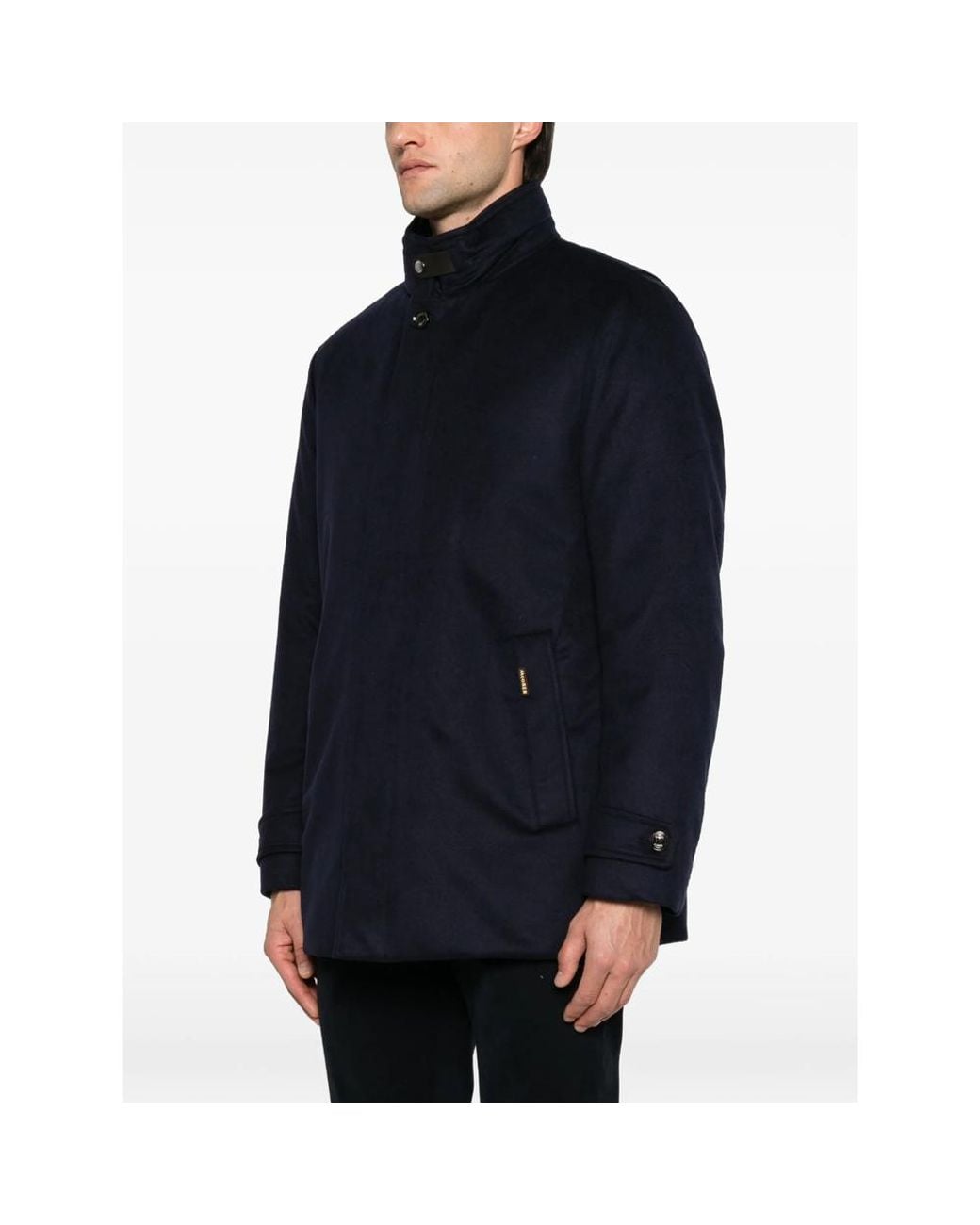 Moorer Blue High-Neck Buttoned Jacket for men