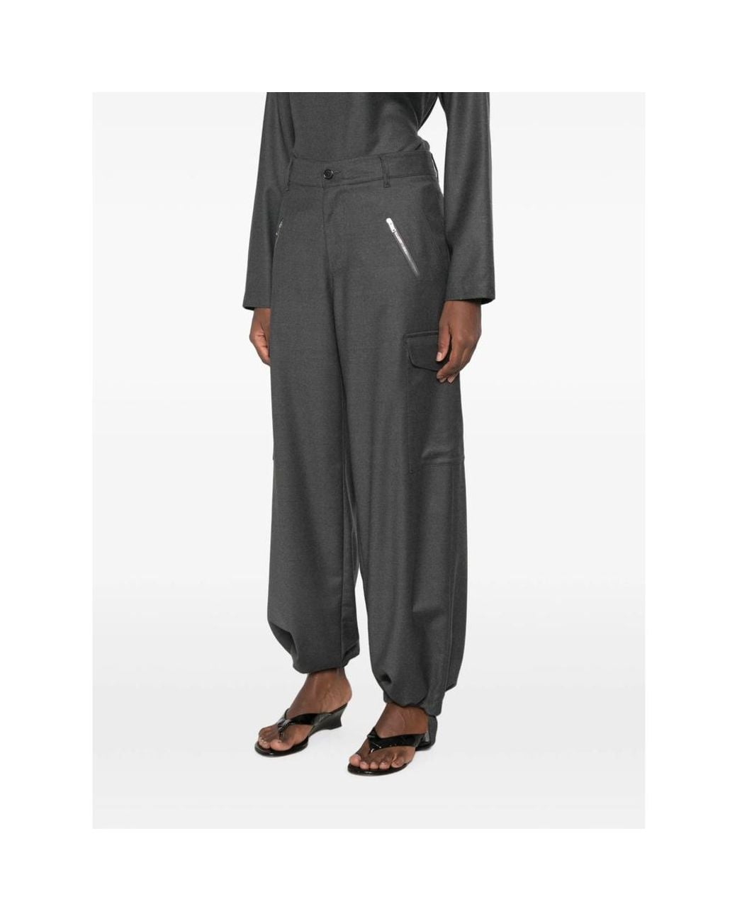 Barena Gray Elasticated-Cuff Tapered Trousers
