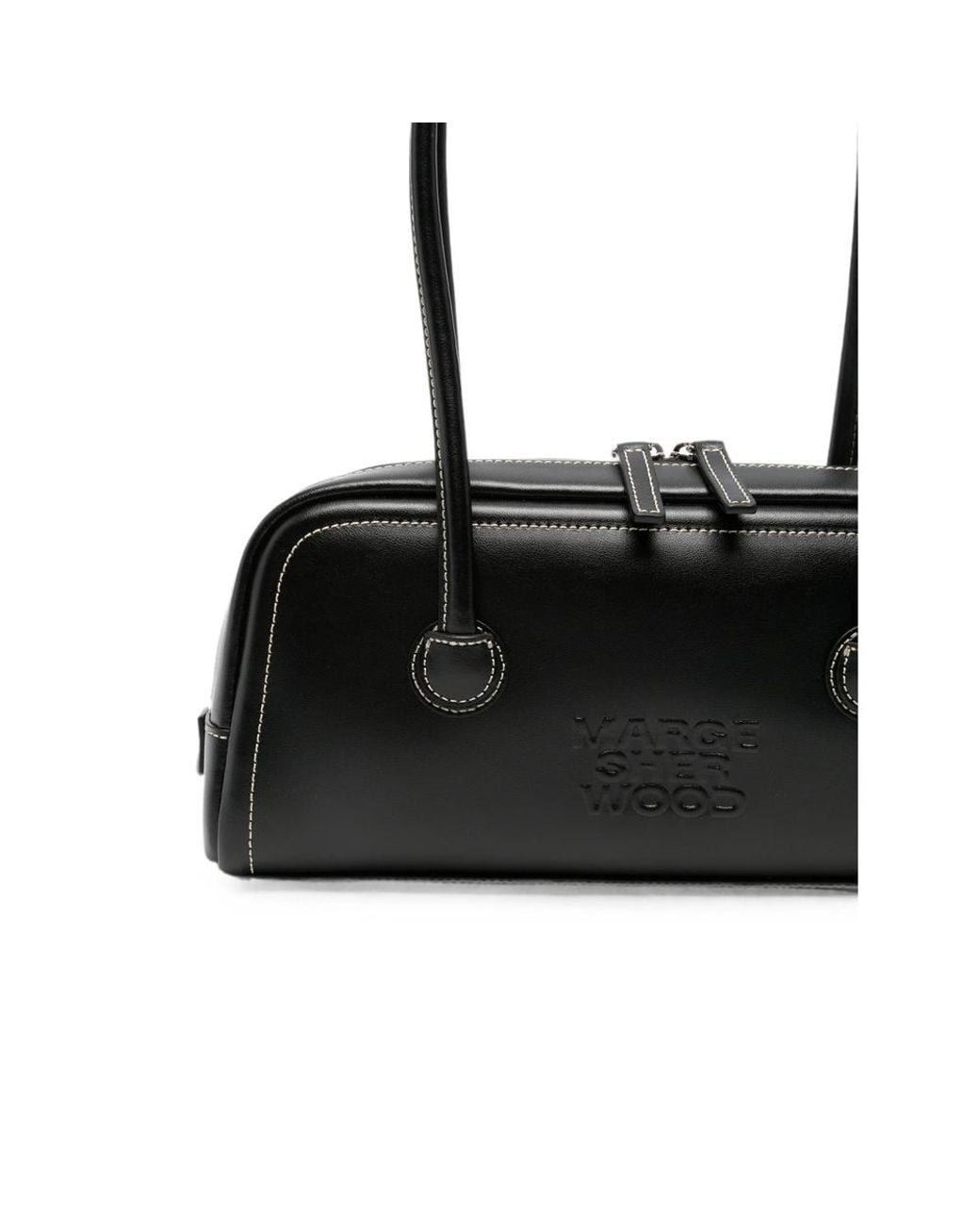MARGE SHERWOOD Black Contrast-Stitch Logo-Embossed Tote Bag
