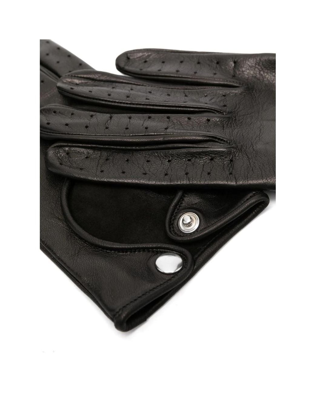 Ernest W. Baker Black Cut-Out Leather Driving Gloves for men