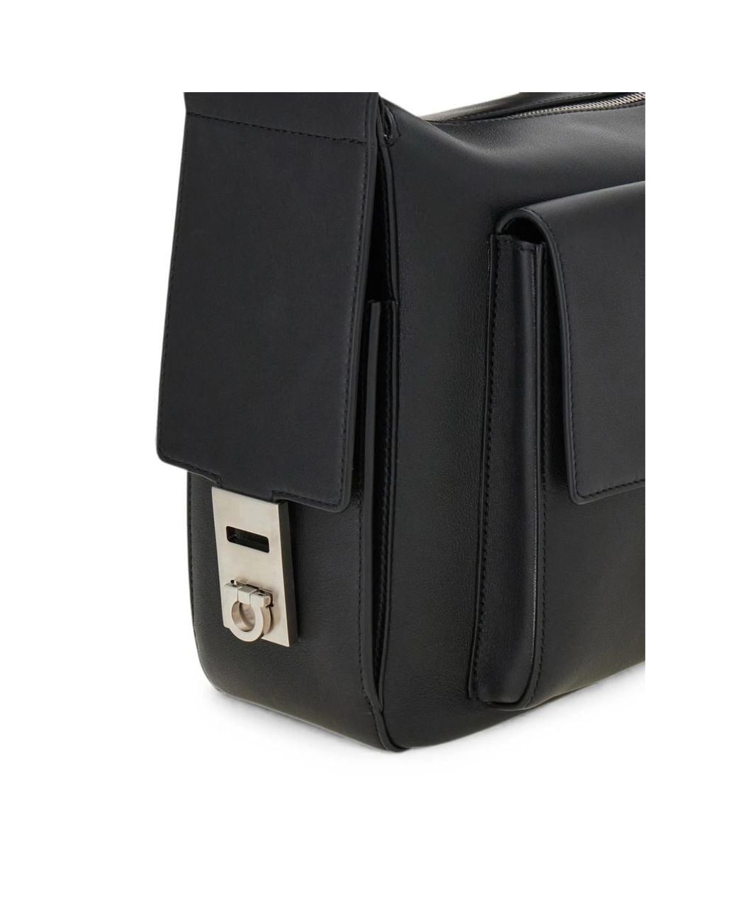 Ferragamo Black Large Hug-Buckle Messenger Bag for men