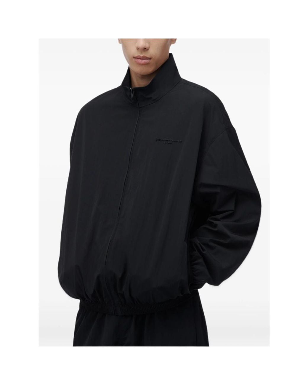 Alexander Wang Black Logo-Embroidered Zip-Up Jacket