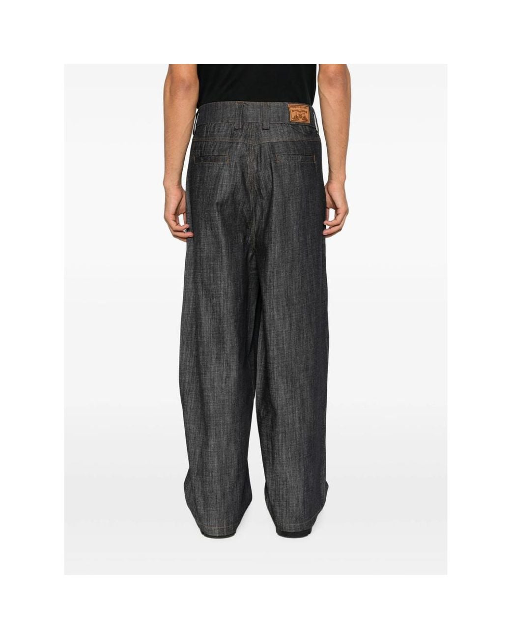 House of Errors Gray Eye-Patchwork Wide-Leg Jeans for men