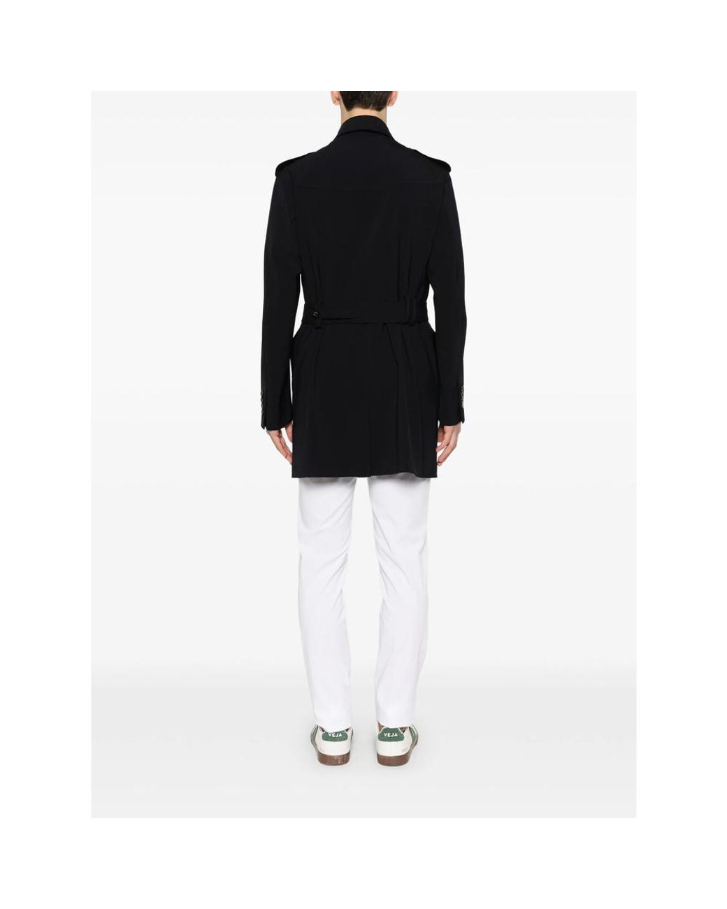 Montecore Black Buttoned Belted Coat for men