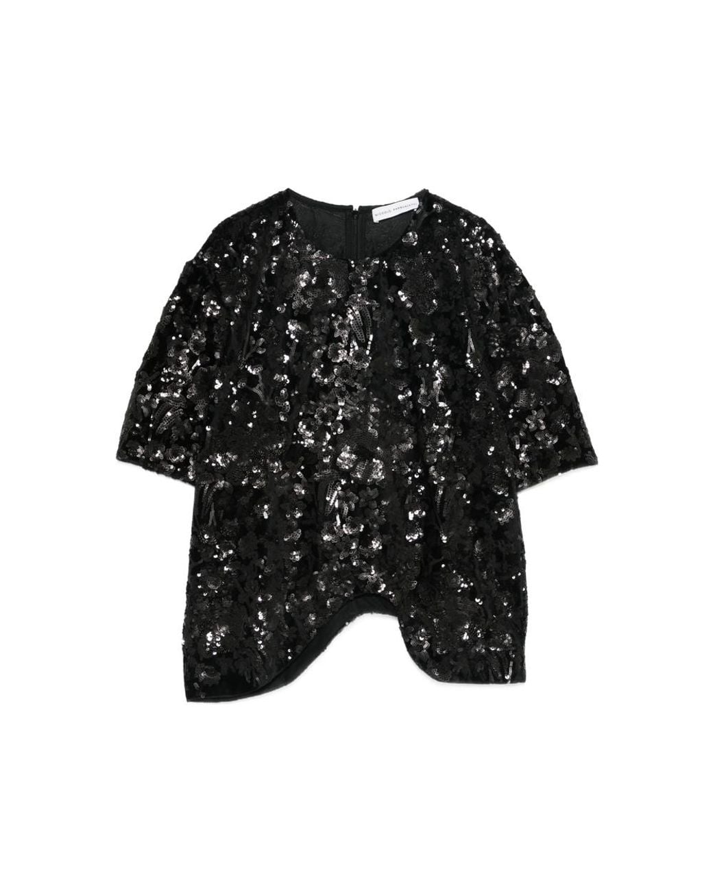 Niccolò Pasqualetti Black Onda Sequinned Asymmetric Top