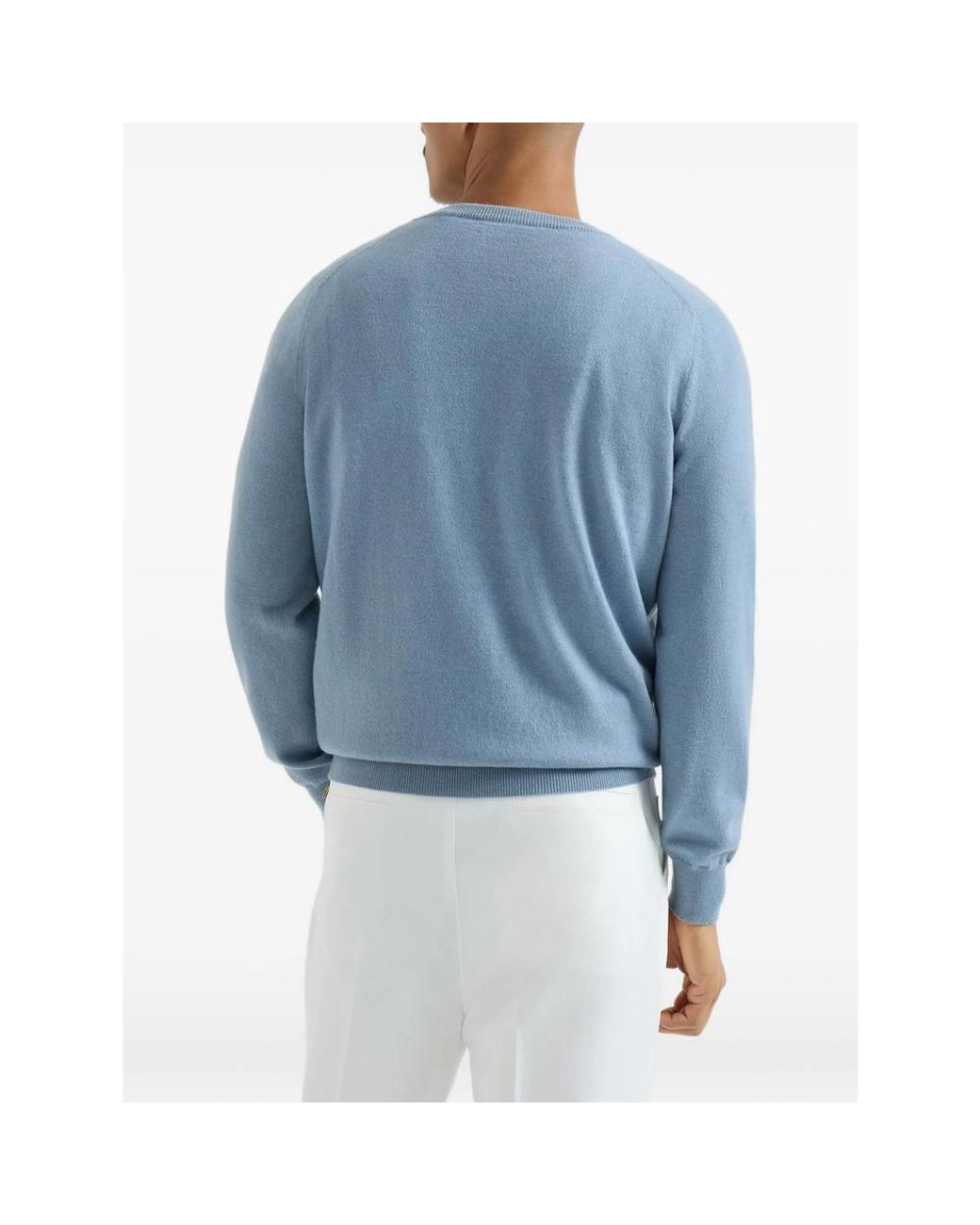Brunello Cucinelli Blue Cashmere Sweater for men