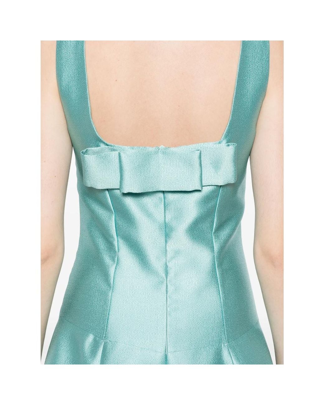 Fely Campo Blue Square-Neck Midi Dress