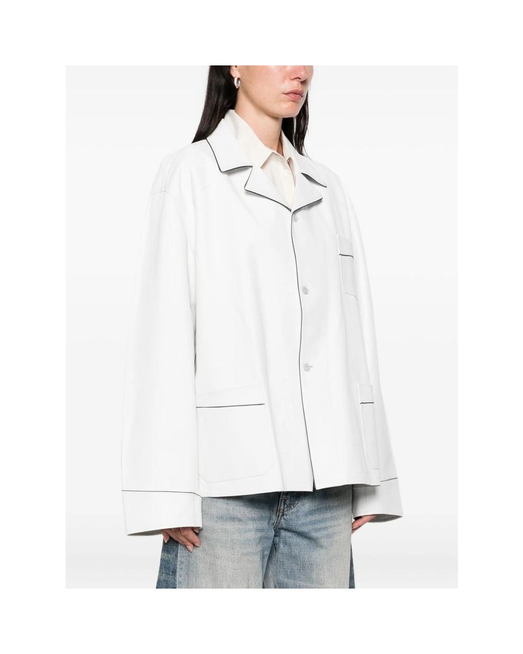 Prada White Piped-Trim Jacket