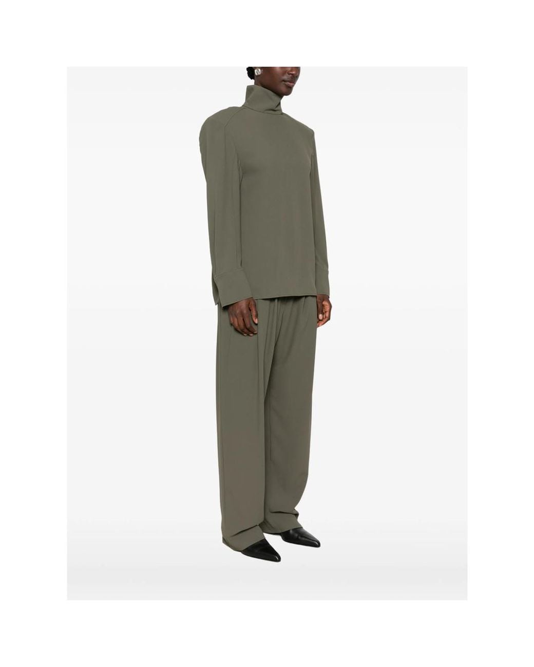 IRO Green Orbison High-Neck Long-Sleeve Top