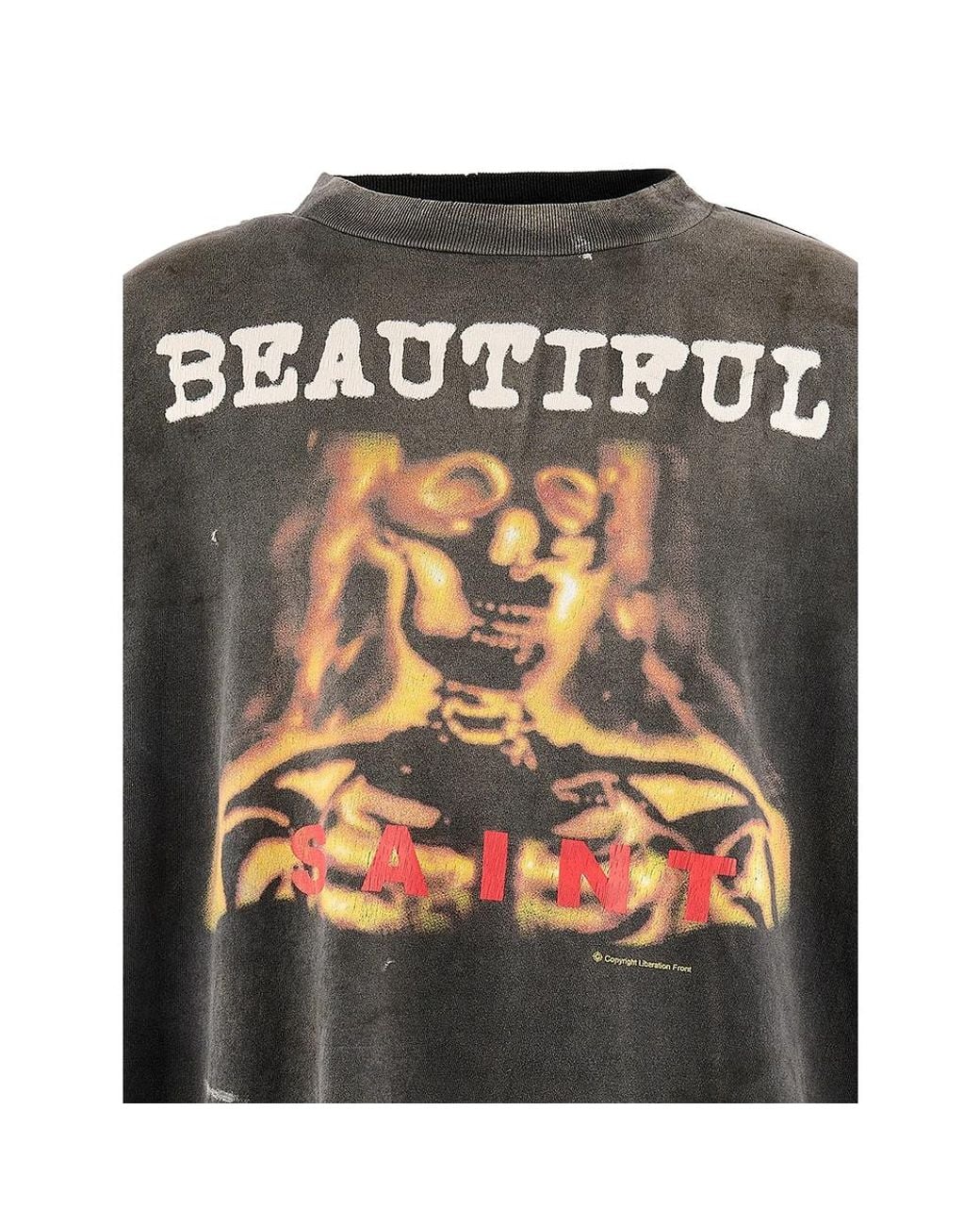 SAINT Mxxxxxx Black Beautiful Graphic-Print T-Shirt for men