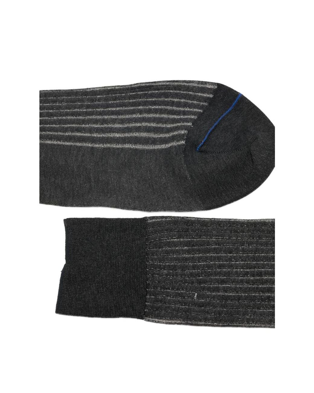 ANT45 Black Menfi Long Pinstripe-Pattern Socks for men