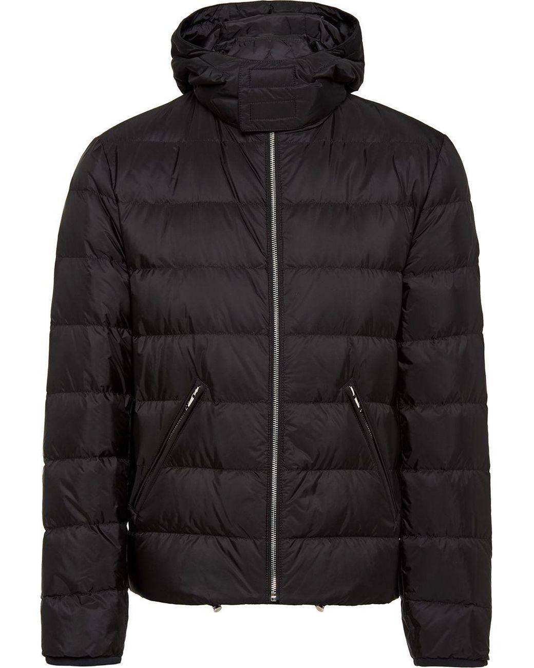 Prada Synthetic Hooded Puffer Jacket in Black for Men - Lyst