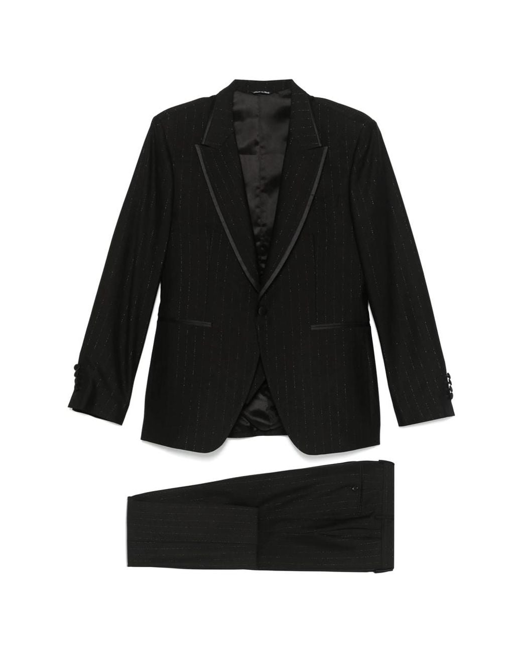 Reveres 1949 Black Pinstriped Three-Piece Suit for men