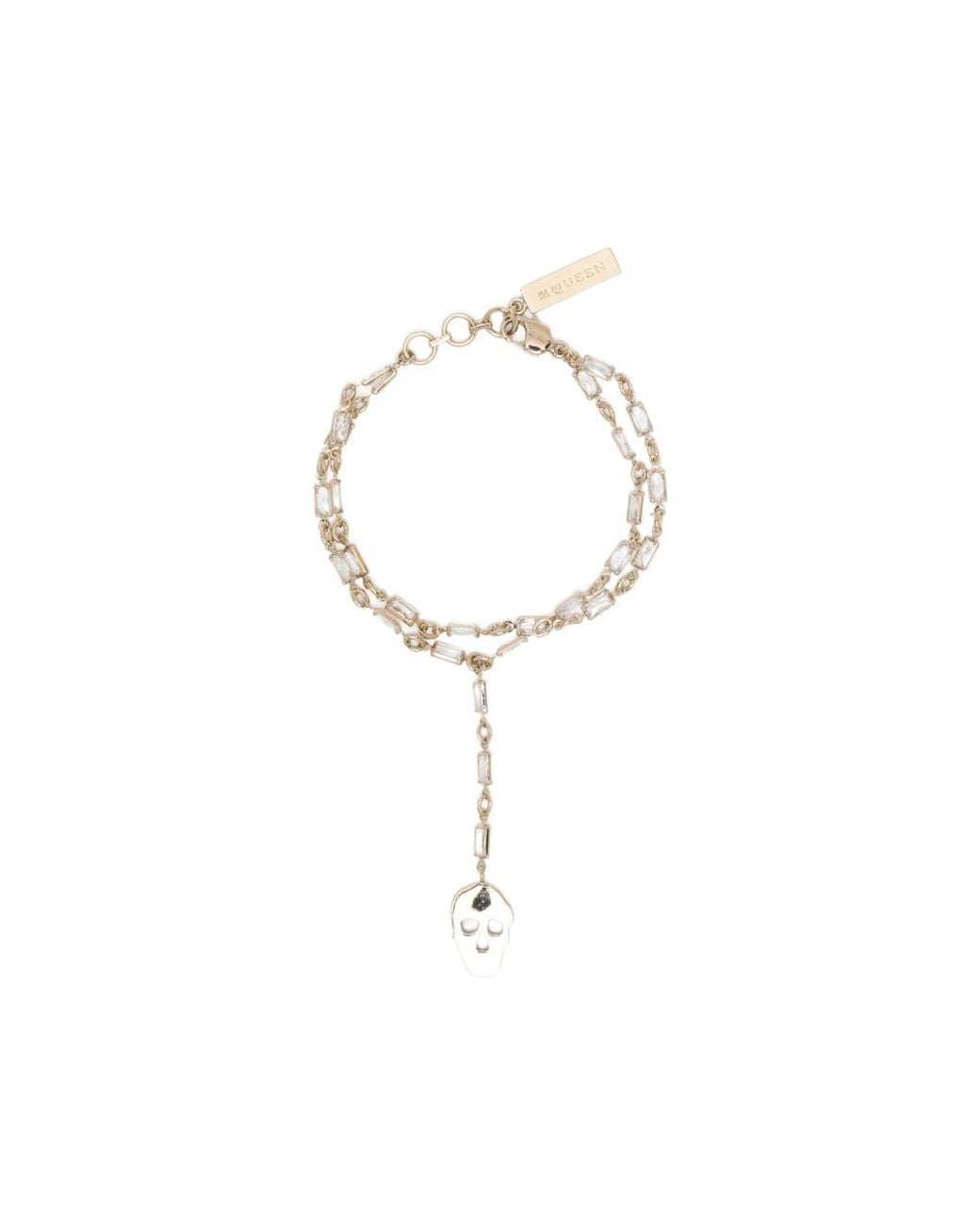 McQueen Metallic Pavé Skull Bracelet