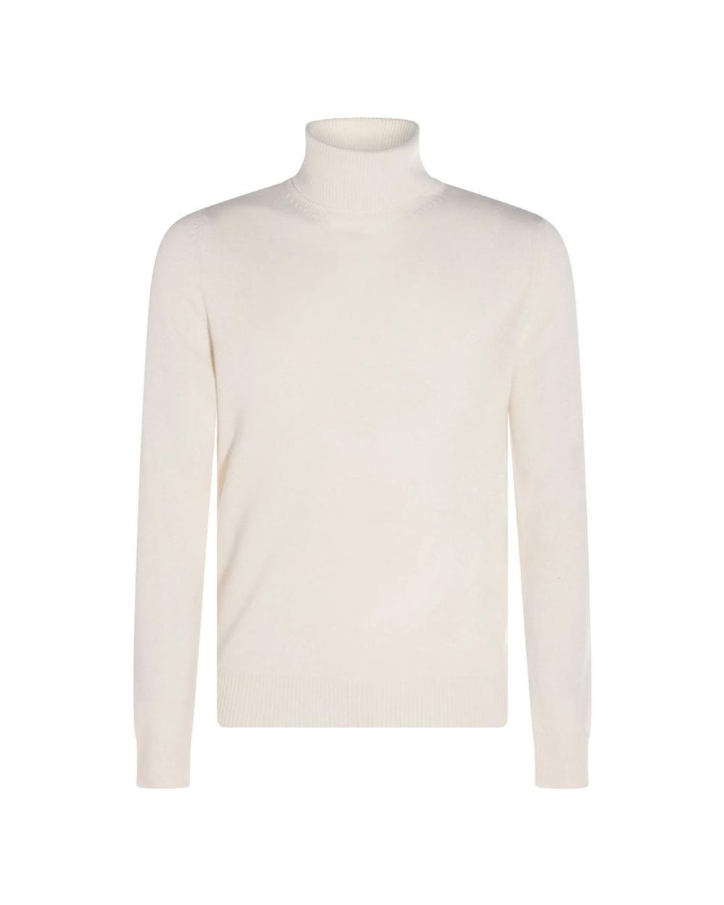 Malo White Turtleneck Ribbed-Hem Sweater for men